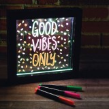 Lampa LED pentru Mesaje cu 3 Carioci Neon, 23x3.8x23cm, Negru, CMCLASS