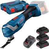Bosch GOP 18V-34 + 0615990L1R - Multicutter + Set 3 acumulatori si incarcator Li-Ion 18 V 4 Ah valiza speciala