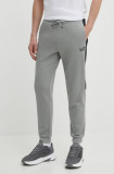 EA7 Emporio Armani pantaloni de trening din bumbac culoarea gri, cu imprimeu