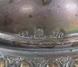 Pereche de cupe pentru servit sampanie, sticla si metal argintat, WMF, Germania, cca. 1910
