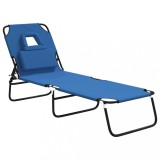 Cumpara ieftin Sezlong pliant albastru textil Oxford&amp;otel vopsit electrostatic