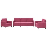 Cumpara ieftin Set de canapea, 3 piese, rosu vin, catifea