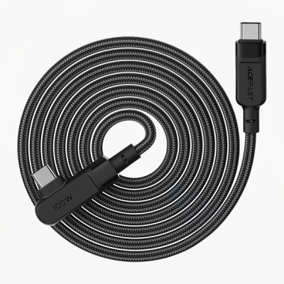 Cablu Date si Incarcare USB-C - USB-C Acefast C5-03 Angled, 100W, 2m, Negru foto