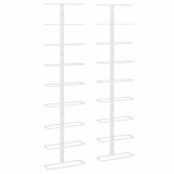 Suport sticle de vin, de perete, 9 sticle, 2 buc., alb, fier
