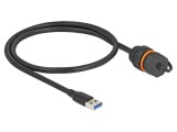 Cablu USB A cu clapetă, 0,5m, negru