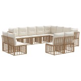 vidaXL Set de canapele de exterior cu pernă 12 pcs Alb Natural și Crem 3437598