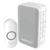 Sonerie fara fir Honeywell DC313N, cu indicator luminos, 6 melodii, 150 m, volum reglabil, alimentare baterii, alb + gri