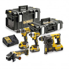 Set 4 scule DeWALT DCK422P3 18V DCD796 + DCF887 + DCG405 + DCH273 + DCB184X3 + statie + Tough System DS150 + DS300