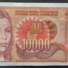 Bancnota 10000 DINARI / DINARA - YUGOSLAVIA, anul 1992 *cod 910