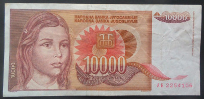 Bancnota 10000 DINARI / DINARA - YUGOSLAVIA, anul 1992 *cod 910 foto