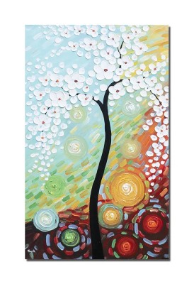 Tablou pictat manual living, dormitor, Copacul vietii, 100x60cm ulei pe panza in relief efect 3D foto