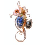 Pandantiv de lux Calut de mare cu Argint, Lapislazuli, multiple pietre, 7 cm