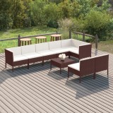 vidaXL Set mobilier de grădină cu perne, 9 piese, maro, poliratan 3094395