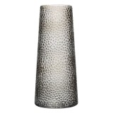 Vaza Flori Decorativa din Sticla Gri cu Dots Reliefat 12.5x28cm, Oem