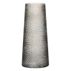 Vaza Flori Decorativa din Sticla Gri cu Dots Reliefat 12.5x28cm