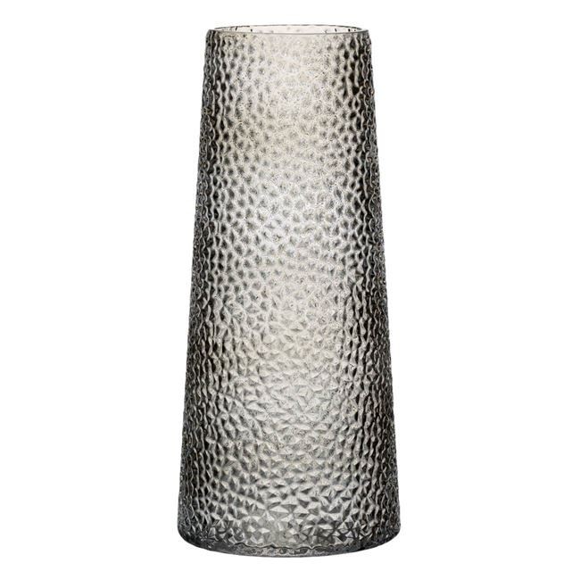 Vaza Flori Decorativa din Sticla Gri cu Dots Reliefat 12.5x28cm