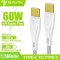 Cablu date si incarcare Bavin USB-C la USB-C, 60W, 1.5m, Alb sau Negru