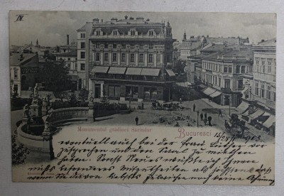 BUCURESTI - MONUMENTUL GRADINEI SARINDAR , CARTE POSTALA ILUSTRATA , MONOCROMA , CIRCULATA , CLASICA foto