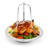 Suport pentru gatit puiul grill, cu tavita