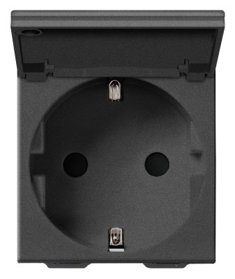 Priza schuko standard german cu capac 2M Vimar Neve carbon matt 09208.C.CM foto