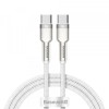 Cablu Date si Incarcare USB-C - USB-C Baseus Cafule Metal Series, 100W, 1m, Alb CATJK-C02