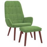 Cumpara ieftin Scaun de relaxare cu taburet, verde deschis, catifea