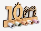 Decoratiune aniversara pentru 10 ani Anyunkey, lemn, maro, 20 x 11 cm