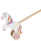 Jucarie Impins Lemn Unicorn Goki, 16.5 cm, +18 luni, Jucarie de tras, Exterior, Gradina