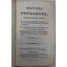 HISTOIRE D &#039; HERODOTE , TRADUITE DU GREC , TOME II , 1802