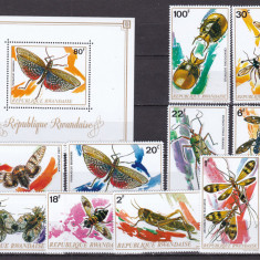 Rwanda 1972 fauna fluturi insecte MI 538-547 + bl.30 MNH