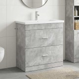 Cumpara ieftin Set de mobilier pentru baie Gri Beton 81 x 40 x 84,5 cm