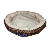 Culcus pentru caine/pisica, crem cu margini animal print, impermeabil, 77 cm