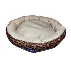 Culcus pentru caine/pisica, crem cu margini animal print, impermeabil, 77 cm
