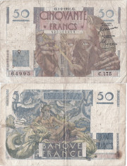 1951 (1 II), 50 francs (P-127c.2) - Franța foto