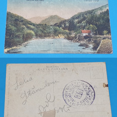 Carte Postala circulata veche anul 1909 - Salutari din Gorj - Defileul Jiului