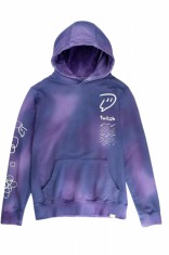Hanorac cu gluga unisex Twitch, din bumbac 100%, cu efect tie-dye, regular fit, buzunar central, culoare mov, marimea 2XL Mov 2XL INTL