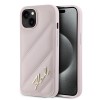 Husa iPhone 15 Plus Karl Lagerfeld Diagonal Quilted Script, roz, KLHCP15MPQDSMGP