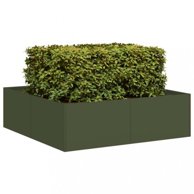 vidaXL Jardinieră verde măsline 100x100x30 cm oțel foto
