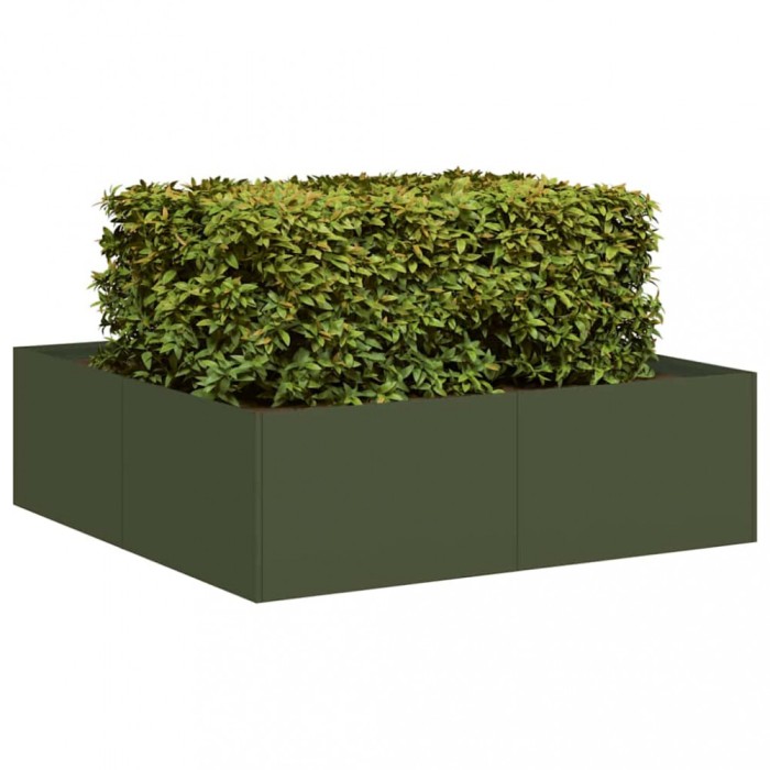 vidaXL Jardinieră verde măsline 100x100x30 cm oțel