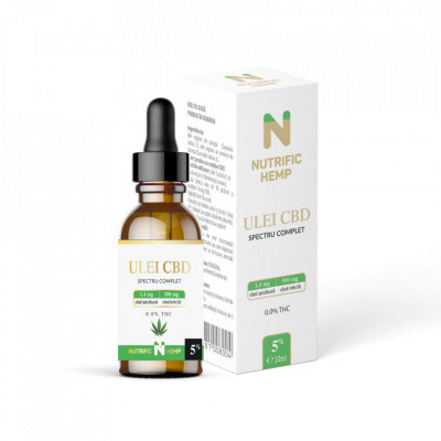 ULEI CBD 5%, SPECTRU COMPLET, 500mg CBD/sticla 10ml NUTRIFIC foto