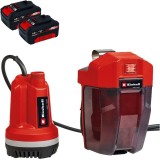 Einhell GE-PP 18 RB Li PXC + Twinpack - Pompa submersibila 4 m + Set 2 acumulatori Li-Ion 18 V 4 Ah