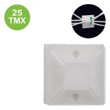 Suporturi Autocolante Coliere Cabluri, Fara Brand, Alb, 2x2 cm, Set 25 Bucăți, Plastic, Oem
