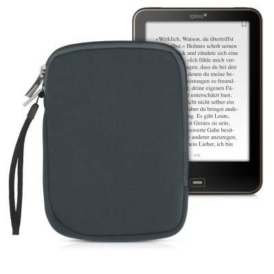 Husa universala pentru eBook reader, Textil, Gri, 50334.22 foto