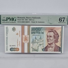 BANCNOTA UNC 1000 LEI 1993 GRADATA PMG 67 EPQ