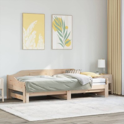 vidaXL Pat de zi cu extensie, 80x200 cm, lemn masiv de pin foto