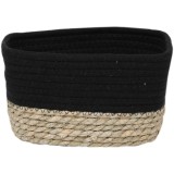 Coș Mare Rectangular Bumbac / Iarba De Mare 23X15X13,5 Cm &ndash; Negru / Bej | Organizatoare Baie