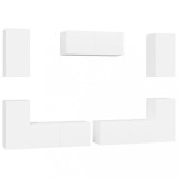 Cumpara ieftin Set dulap TV, 7 piese, alb, lemn prelucrat