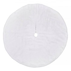 Fustă Decorativă Brad, Blană Artificială, Alb, Diametru 90cm, Prindere Bandă cu Scai