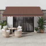 vidaXL Copertina retractabilă manual cu LED-uri, maro, 400x300 cm