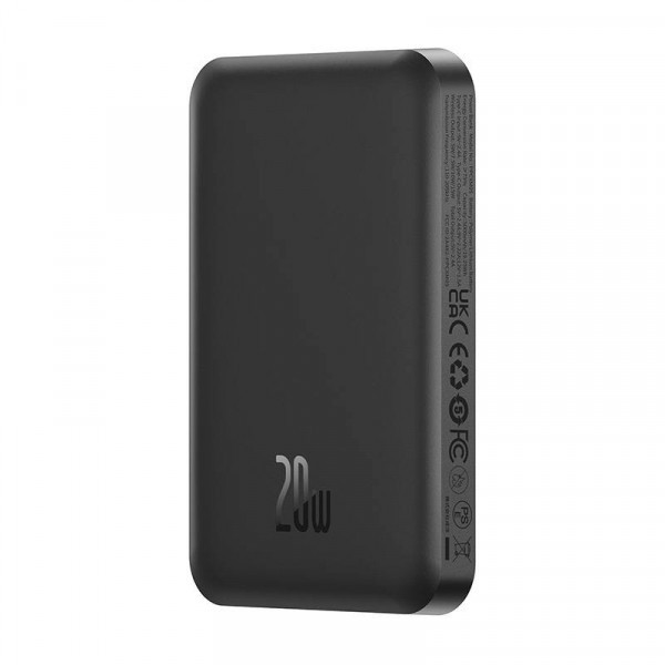 Baterie Externa Wireless Baseus Magnetic Mini, 5000mAh, 20W, PD + FQI, 1 x QI - 1 x USB-C, Neagra P10022107113-00